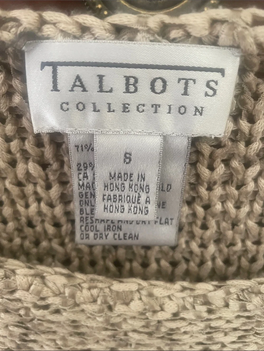 Talbots Cream Textured Scoop-Neck Knit Sweater - Picture 3 of 6